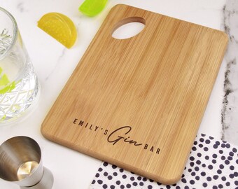 Personalised Gin Bar Lemon / Lime Cutting Board, Gin and Tonic. Engraved Wooden Board, Home Bar Sign, Housewarming, New Home, Gin Lover Gift