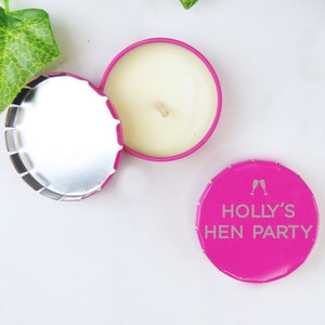 Hen Party Candle Favours, Mini Personalised Pink Vanilla Scented Candles, Bridal Party Bag Favours, Bridal Gift for Hen Do, Bride Tribe