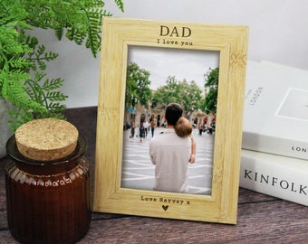 Ik hou van jou cadeau Gepersonaliseerde houten fotolijst Vaderdagcadeau voor vader, opa, opa, vader Verjaardag, eerste Vaderdagcadeau