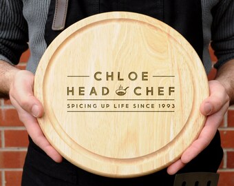 Fathers Day Gifts, Personalised 'Head Chef' Wooden Cutting Chopping Board, Birthday Gifts For Him, Gift for Boyfriend, Dad