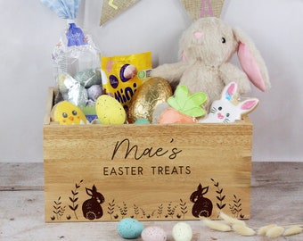 Personalised Easter Crate, Floral Easter Box, Wooden Easter Box, Kids Hamper, Easter Basket, Easter Gift, Easter Goodie Box, 31 x 23 cm