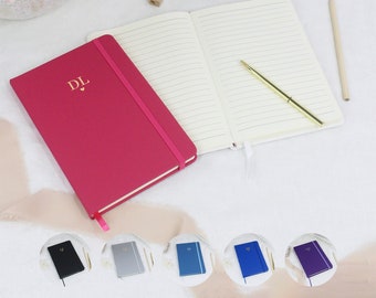A6 A5 A4 Notebook Personalised Hardback Travel Journal with Initials & Heart, 96 Lined Pages, To Do List, Note Book, Birthday Gifts for Her