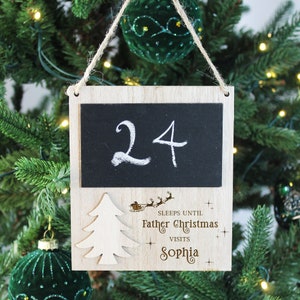 Gepersonaliseerde kinderkerstbord met aftelprocedure, aftellen tot kerstmis bord muurhanger handgeschreven adventskalender