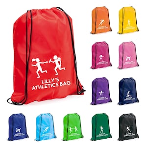 Unisex Personalised Sports Athletics Bag with Any Name & Custom Sport Athletics Bag Back to School Kit Bag Sports Day Running Relay