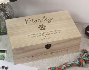 Personalised Dog Memorial Keepsake Box, Dog Bereavement Gift, Engraved Pet Loss Box, Wooden Pet Memory Box, In Loving Memory Box, 6 Sizes