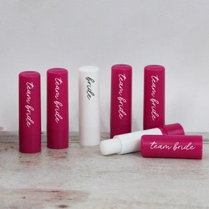 Team Bride Lip Balm, Pink & White Themed Hen Do, Hen Party Favours, Bachelorette Accessories, Bridal Party Bag Filler, Lip Balm Bride to Be