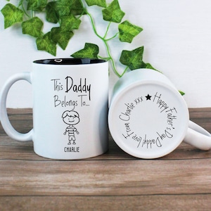 Fathers Day This DADDY BELONGS TO Mug, Personalised Family, Children, Twins & Pets Coffee Mug, Dad Cup, Father's Day Gift, Birthday Present