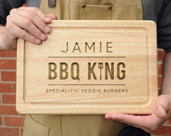 Regalos para él: Tabla de cortar BBQ King personalizada, regalo de barbacoa de verano, regalo de cumpleaños para papá, regalo para él, regalos para el Día del Padre para papá asador.