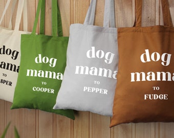 Dog Mama Tote Bag Personalised Dog Shopping Bags for Pet Dog Mum Cotton Shopping Bag Dog Lovers Gift New Puppy Mama Mother's Day Gift
