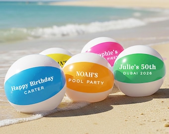 Personalisierte Beach Ball Pool Party | Benutzerdefinierter Name Aufblasbarer Wasserball | Geburtstag Hen Party Urlaub Accessoire | BULK Sommer Gastgeschenke