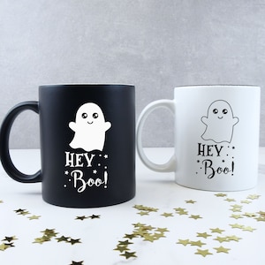 Personalised Halloween Mug, Hey Boo Coffee Mug, Autumn Mug, Autumn Mug, October Birthday Gifts for Her, Cute Ghost Mug Gift