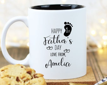 Primera taza del día del padre para el nuevo papá Feliz primer regalo del día del padre Color blanco Reveal Taza de café personalizada para el primer papá