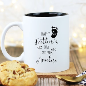 First Father&#39;s Day Mug for New Dad Happy 1st Father&#39;s Day Gift White Colour Reveal Personalised Coffee Mug for First Time Daddy