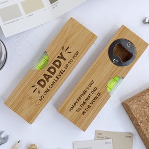 No One Can Level Up To You Personalised Wooden Bottle Opener for Dad 2 in 1 Spirit Level Multi Tool DIY Multitool Daddy Father&#39;s Day Gifts