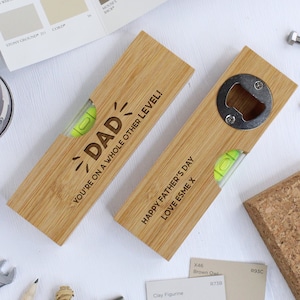 2 in 1 Personalised Wooden Spirit Level Bottle Opener for Dad You&#39;re On A Whole Other Level Multi Tool DIY Multitool Father&#39;s Day Gifts