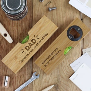 2 in 1 Personalised Wooden Bottle Opener for Dad You're On A Whole Other Level Spirit Level Multi Tool DIY Multitool Father's Day Gifts