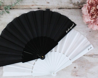Bride Squad Fans Black and White Hen Party Fan Personalised Bridesmaid Favours, White Bride to Be Fan, Hen Party Accessories, Party Favours