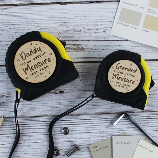 Grandad Father's Day Gift Personalised 3M 5M 7.5M Tape Measure, DIY Tool Xmas Gift for Him, Dad, Daddy, Grandpa, Taid, Loved Beyond Measure
