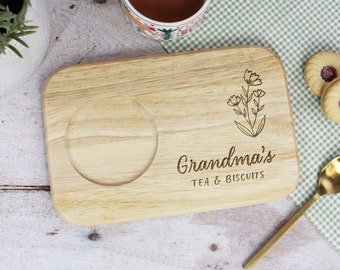 Grandma's Tea & Biscuits Board, Personalised Birthday Gift for Grandma, Nanna, Nan Biscuit Lover Gift, Tea Lover, Grandparent, Snack Tray