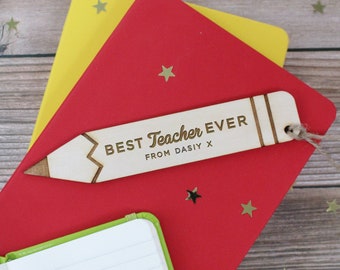 Personalised Teacher Bookmark Best Teacher Wooden Pencil Bookmark Thank You Teacher Gift End of School Year Teacher Appreciation Gifts
