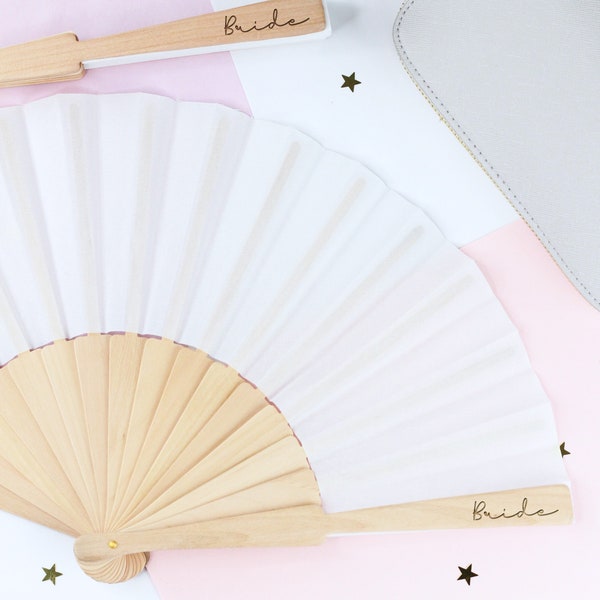 Personalised Wooden Wedding Role Hand Fan, Hen Do Fan for Bride, Bridesmaids, Maid of Honour, Mother of the Bride, Bridal Party Gift