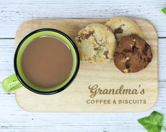 Grandma's Coffee & Biscuit Board, Engraved Wood Treat Tray, Mother's Day Gift for Mum, Grandma, Granny, Mother's Day Gifts for Her