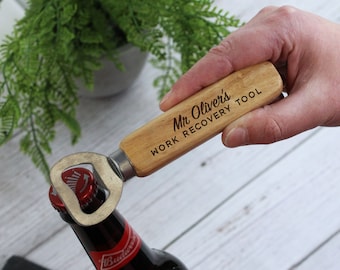 Personalised Wooden Teacher Bottle Opener Work Recovery Tool Beer Bottle Opener Funny Thank You Teacher Christmas Gift Male Teacher Gift