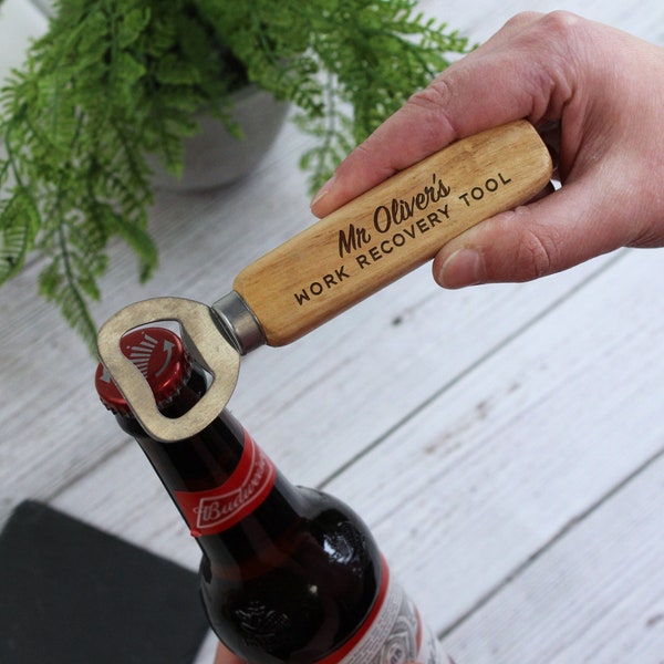 Personalised Wooden Teacher Bottle Opener Work Recovery Tool Beer Bottle Opener Funny Thank You Teacher Gift End of Year Male Teacher Gift