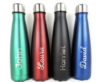 Gepersonaliseerde metalen bidon Op maat gegraveerde fles met elke naam gepersonaliseerde fles voor schoolfles voor sportschool Naam yogafles