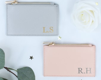 Valentines Gift for Her, Small Handbag Purse & Card Holder, Personalised with Initials, Small Coin Handbag Wallet, Monogramed Initial