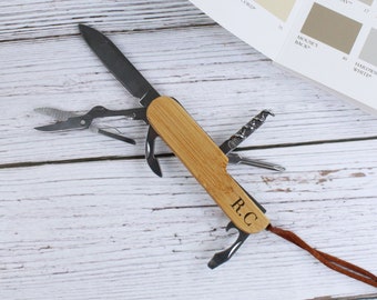 Boyfriend Valentines Day Gift, Personalised Wooden Multi Tool with Initials, Husband DIY Essentials, Birthday Gifts for Him, Monogrammed