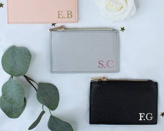 Small Handbag Purse & Card Holder, Personalised with Initials, Small Coin Handbag Wallet, , Monogramed Initial, Pink, Black, Grey Bag Purse