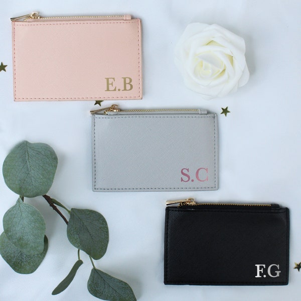 Small Handbag Purse & Card Holder, Personalised with Initials, Small Coin Handbag Wallet, , Monogramed Initial, Pink, black, Grey