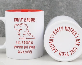Mothers Day Gift Mummysauras Dinosaur Coffee Mug, Cute Funny Present for Mum, Mummy