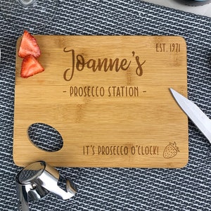 Personalised Prosecco Preparation Cutting Chopping Board, Prosecco Engraved Bamboo Wood, Fizz Preparation Station, Your Prosecco Bar Sign Prosecco Station