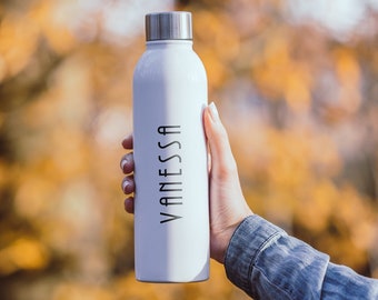 Gifts for Him, Personalised Water Bottle, Insulated Metal Bottle 500ml - Gym Water Bottle - Reusable Steel Bottle High Gloss Art Deco Style