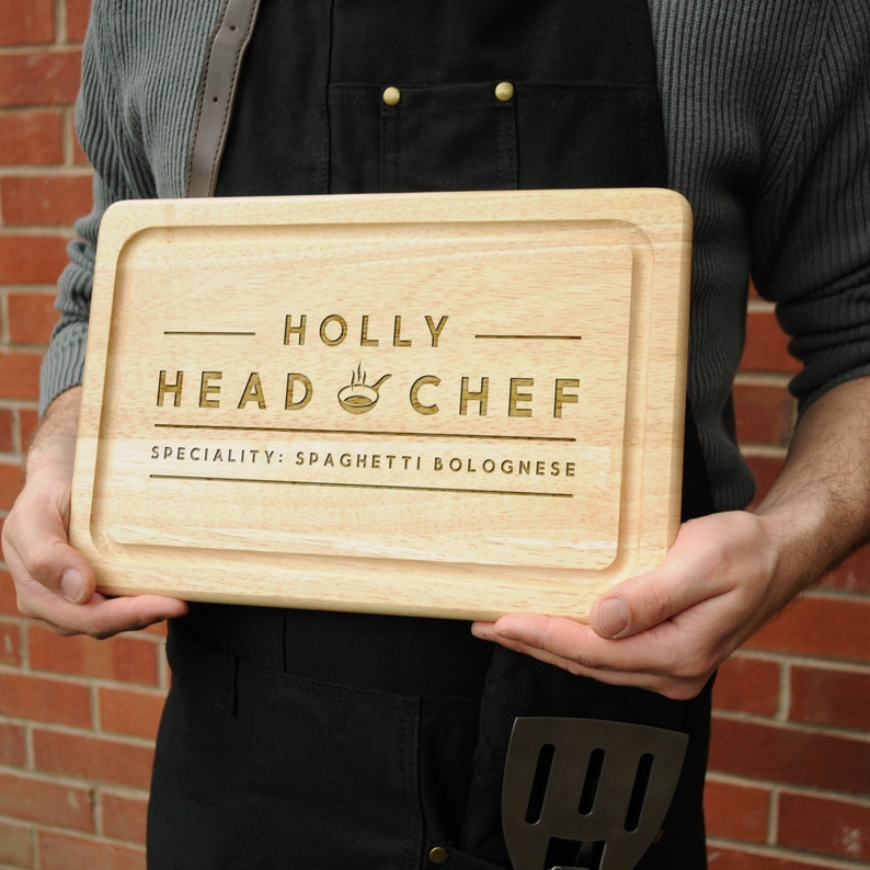 Fathers Day Gifts, Personalised 'Head Chef' Wooden Cutting Chopping Board, Birthday Gifts For Him, Gift for Boyfriend, Dad Rectangle Board