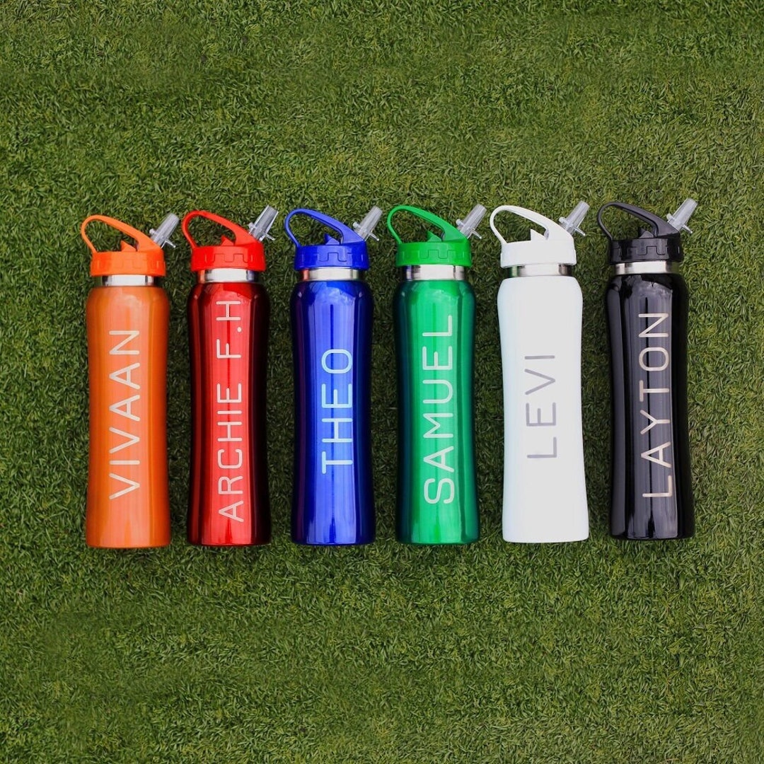 Personalised Water Bottle Kids Sports Flip Top Straw Teacher 8