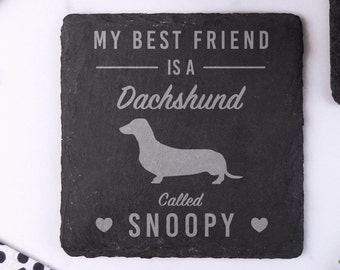 Dachshund Dog Coaster, Sausage Dog Slate Coaster, Personalised Dachshund Dog Gift, Personalised Dachshund Slate Coaster, Gift for Dog Lover