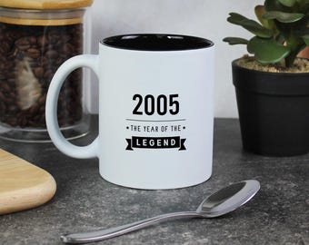 White Coffee Mug, Engraved 2005 The Year of The Legend, 21st Birthday Gifts for Men Him, Gift for 21 Year Old, Boyfriend, Brother, Cousin