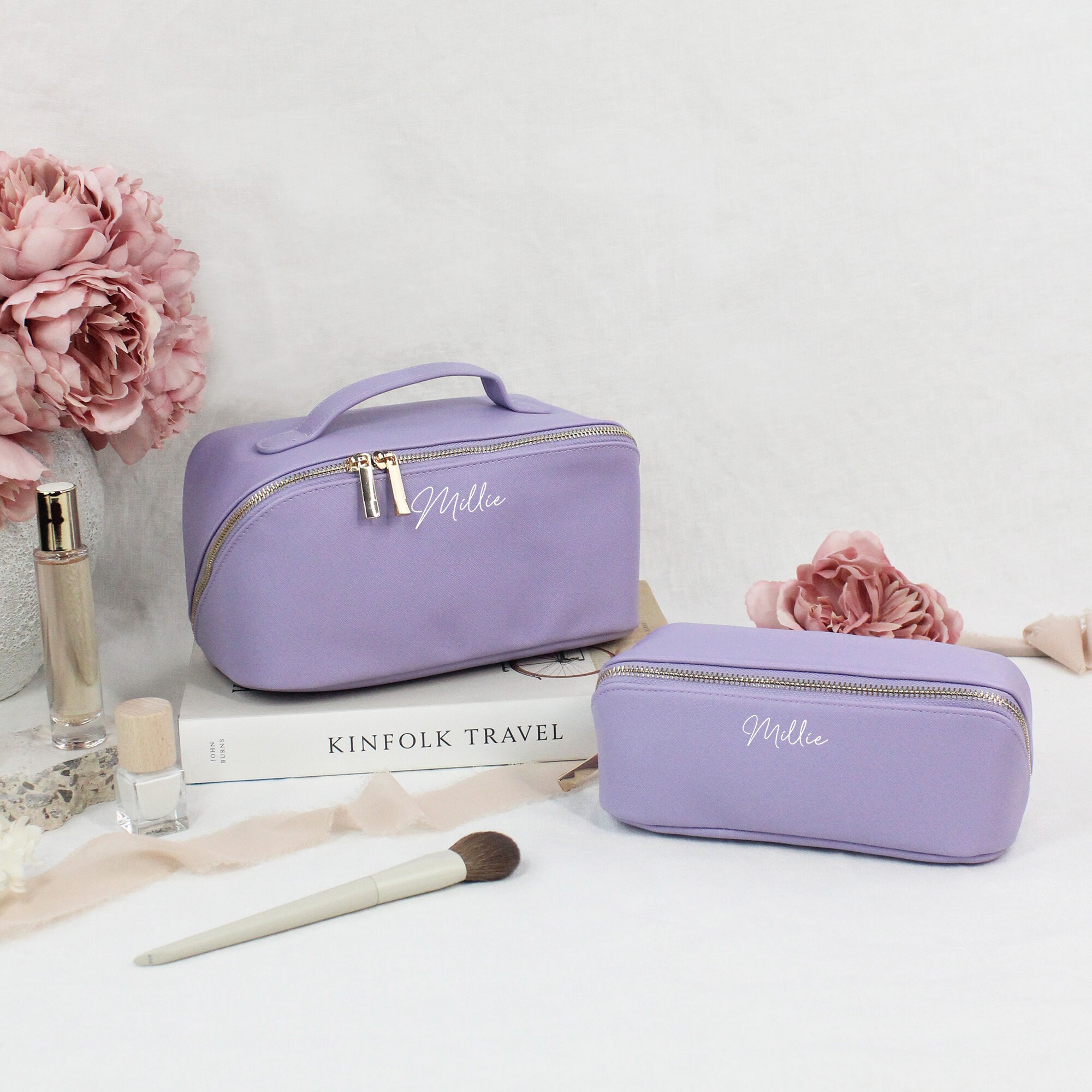 Bridesmaid Make Up Bag, Named Accessory Case, Personalised PU Leather Cosmetic Bag, Maid of Honour Gift, Travel Case, Valentines Day Gift