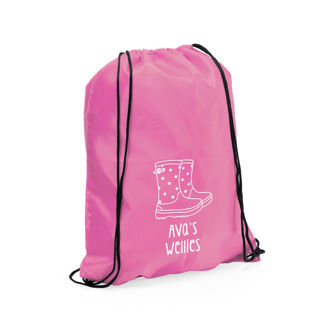 Kids Personalised Welly Boot Bag Unisex Custom Name Drawstring Kit Bag Children s Wellies Boot Bag Girls Boys Welly Bag Nursery Rucksack Etsy Canada