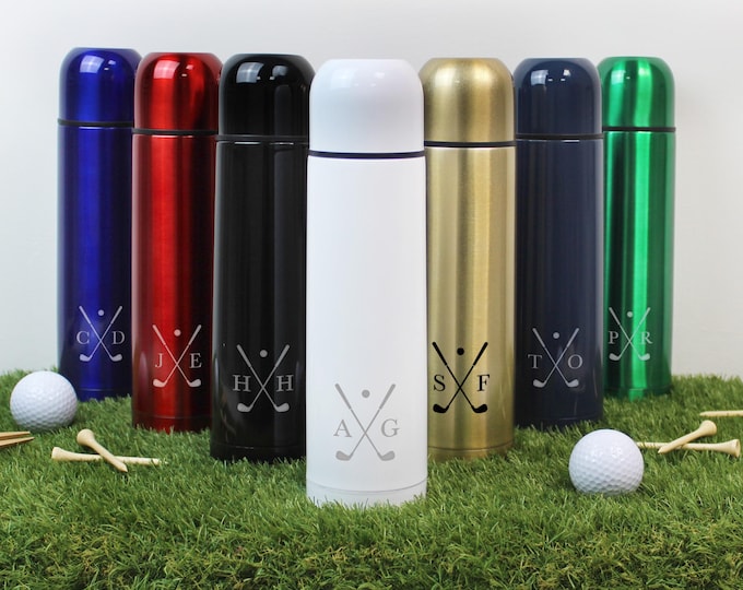 Golf Gifts Golf Insulated Flask Personalised with Golf Players Initials, Golf Club Tournament Prize, Golf Club Award, Golf Presentation Gift