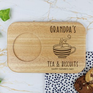 Personalised Grandad's Tea & Biscuits Board with Coffee Mug Option, Wood Treat Board, Father's Day, Birthday Gifts for Grandpa, Dad