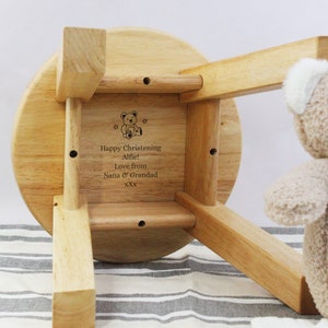 Personalised Child’s Wooden Stool On Your Christening Chair Name & Date Baby Christening Gift for Daughter Son Godson Goddaughter Godson