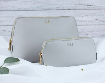 Personalised Bridesmaid Toiletry Make Up Bag, PU Leather, Monogram Initial Pouch, Maid of Honour Present, Bridesmaid Proposal Gift, Travel