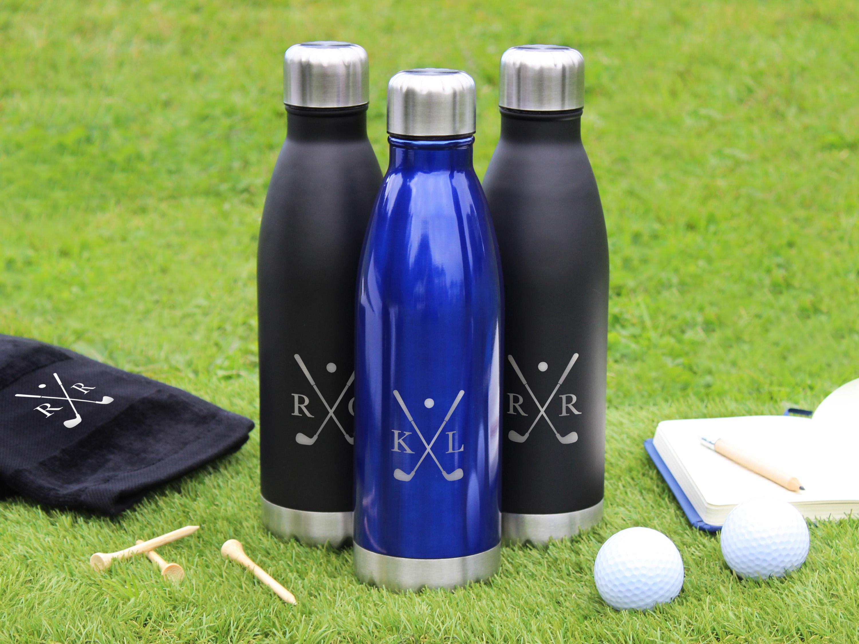 Golf Water Bottle with Personalised Golf Players Initials, Insulated Golf Flask, Golf Tournament Prize, Golf Club Gifts, Golf Member Gift,