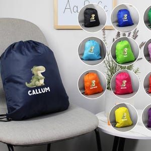Sac en polyéthylène dinosaure, sac de sport pour enfant, sac en polyéthylène personnalisé pour garçon, trousse de sport pour la journée, sac de natation après l'école, sac à dos avec cordon de serrage pour enfant