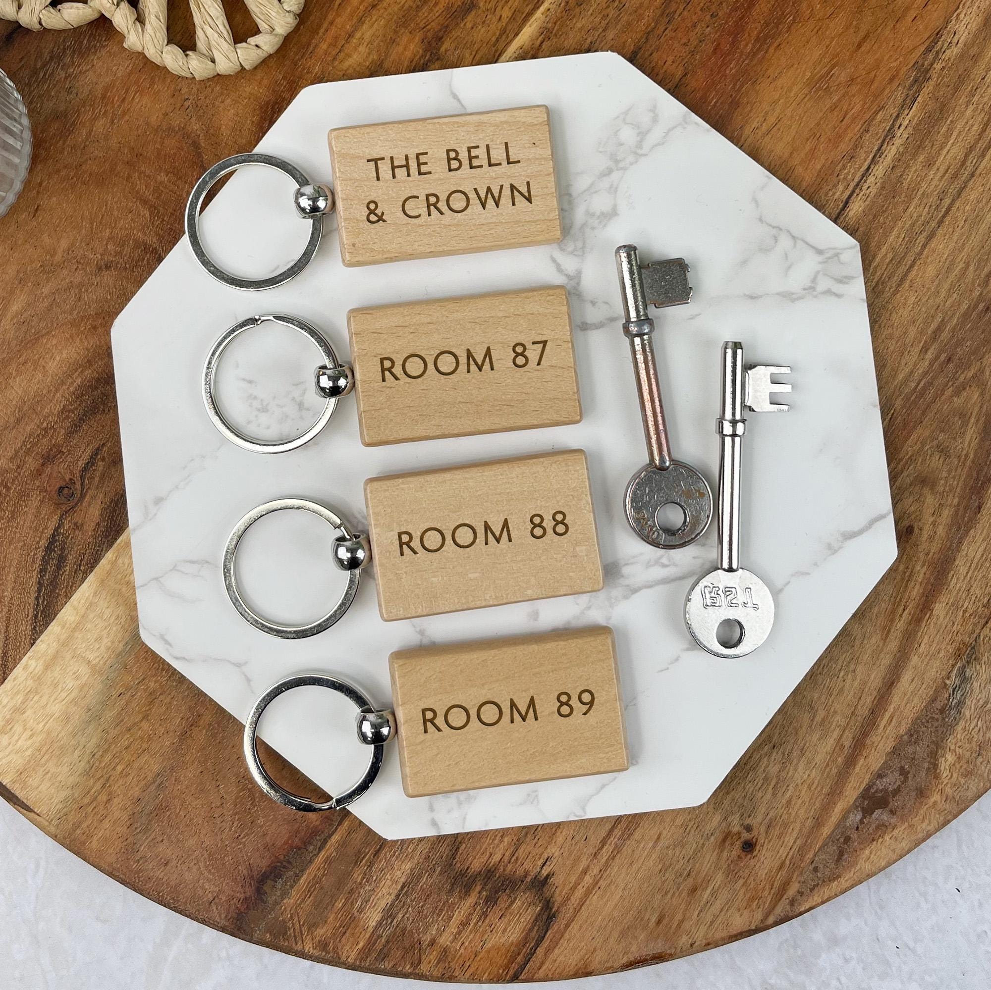 Hotel Key Rings Designs Personalised Wooden Hotel Keyring | Engraved Hotel Room Number Keychain ...