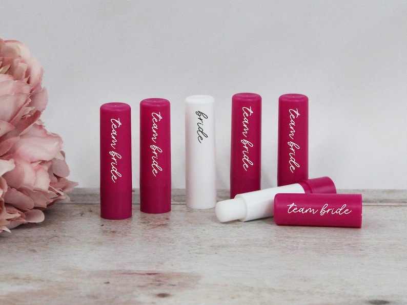 Team Bride Lip Balm, Pink & White Themed Hen Do, Hen Party Favours, Bachelorette Accessories, Bridal Party Bag Filler, Lip Balm Bride to Be